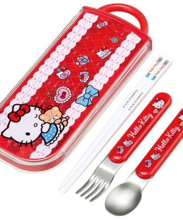 Skater Hello Kitty Kids Trio Set – Ag+ Antibacterial Chopsticks Spoon Fork – Made in Japan
