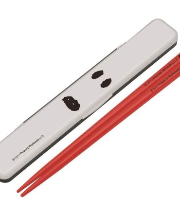 Skater Snoopy Face Chopsticks and Case Set 18cm Peanuts Made in Japan