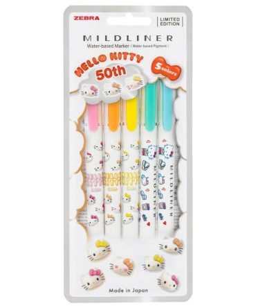 Zebra Mildliner Highlighter 5-Color Set Hello Kitty 50th Anniversary Design