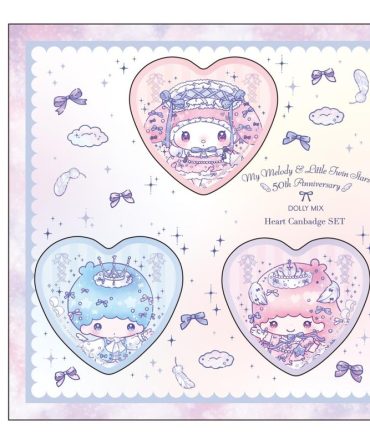 50th Anniversary DOLLY MIX Heart Can Badges – Set of 3