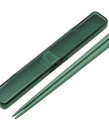 Antibacterial Skater Chopstick and Case Set 18cm Adult Size Sage Green Made in Japan