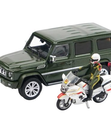 Xcartoys Baic Bj80 Police Motorcycle Escort Set Green Diecast Car 1/64
